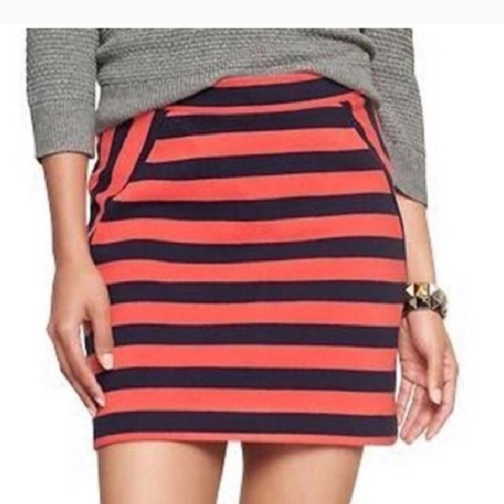 🌺Sporty mini skirt/blue & orange stripe - Picture 1 of 3